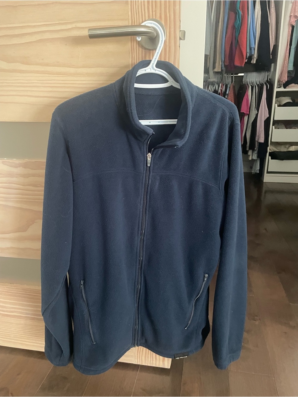 Navy Zip-Up Fleece Sweater